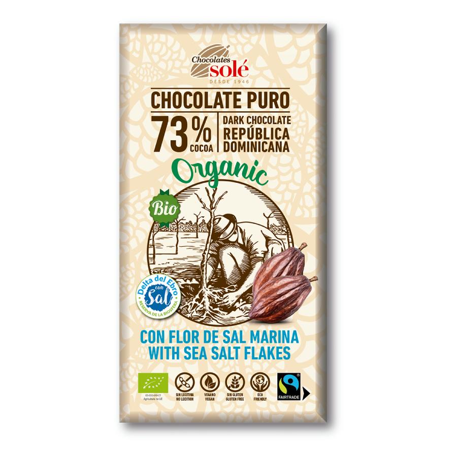 Tablette de Chocolat à la Fleur de Sel 73% de Cacao Chocolats Solé 100g