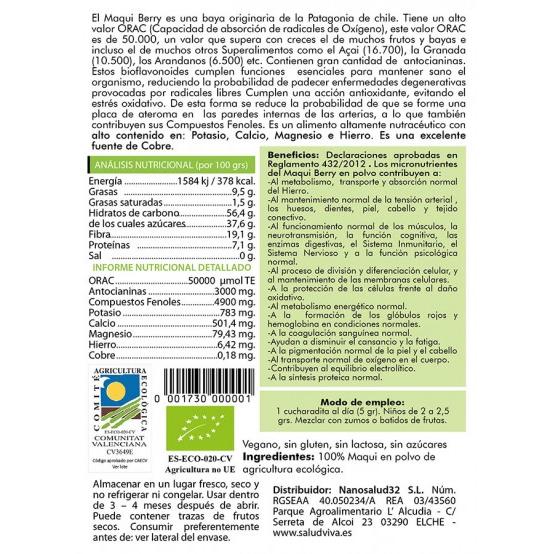 Maqui berry en polvo ECO 50 g, Salud Viva