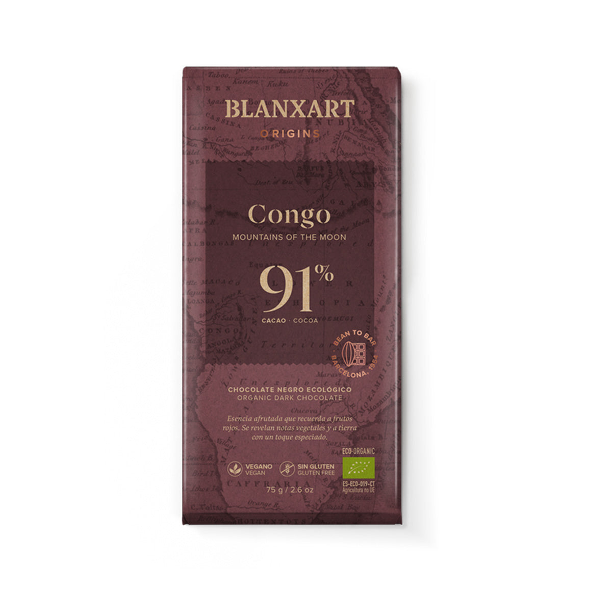 Cioccolato fondente 91% Congo Eco Vegano Senza glutine Blanxart 75 g