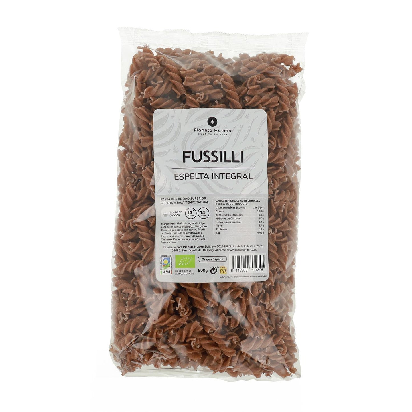 Volkoren spelt fussilli ECO Planeta Huerto 500gr