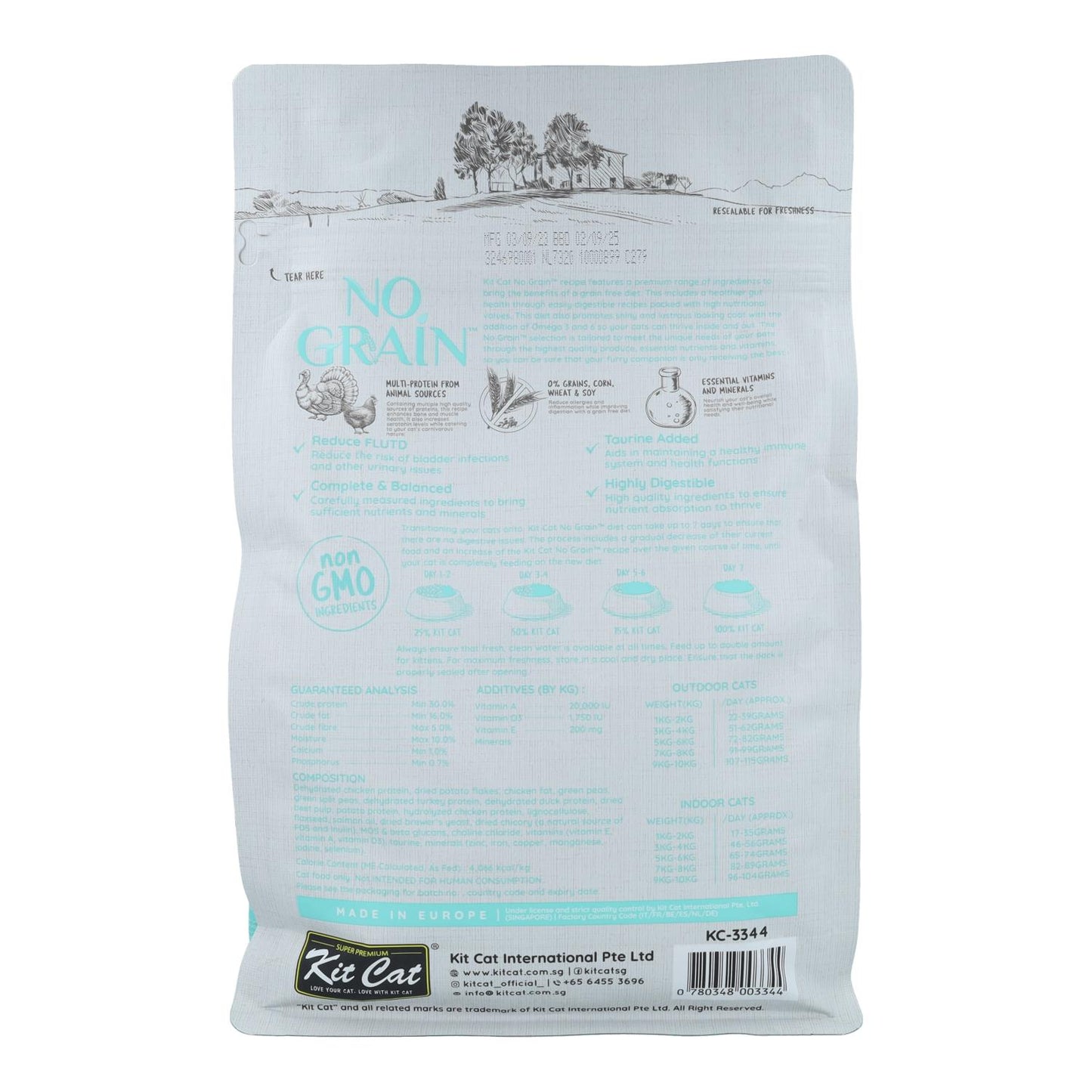 Kit Cat No Grain Cat Food - Kip & Kalkoen 1 kg Natuurlijk kattenvoer