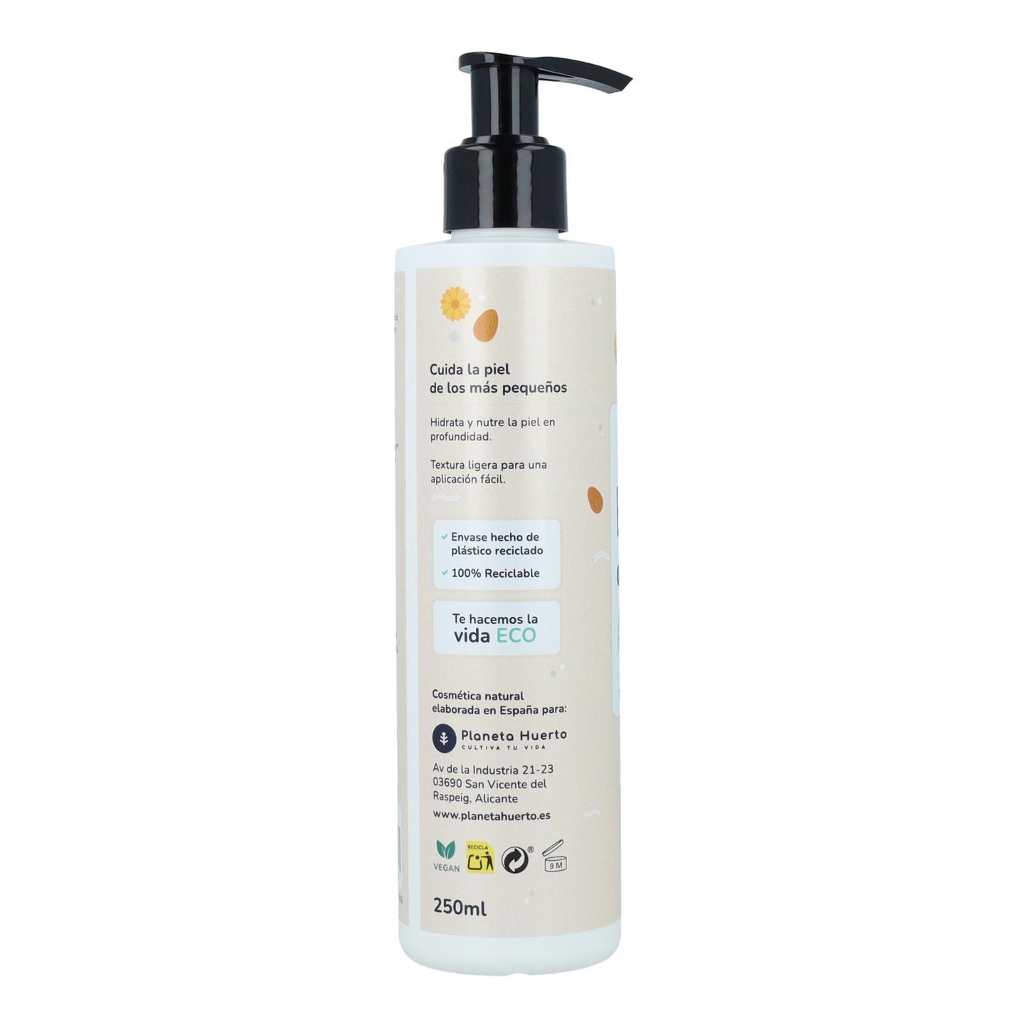 Återfuktande kräm för barn Calendula och mandel Planeta Huerto 250 ml