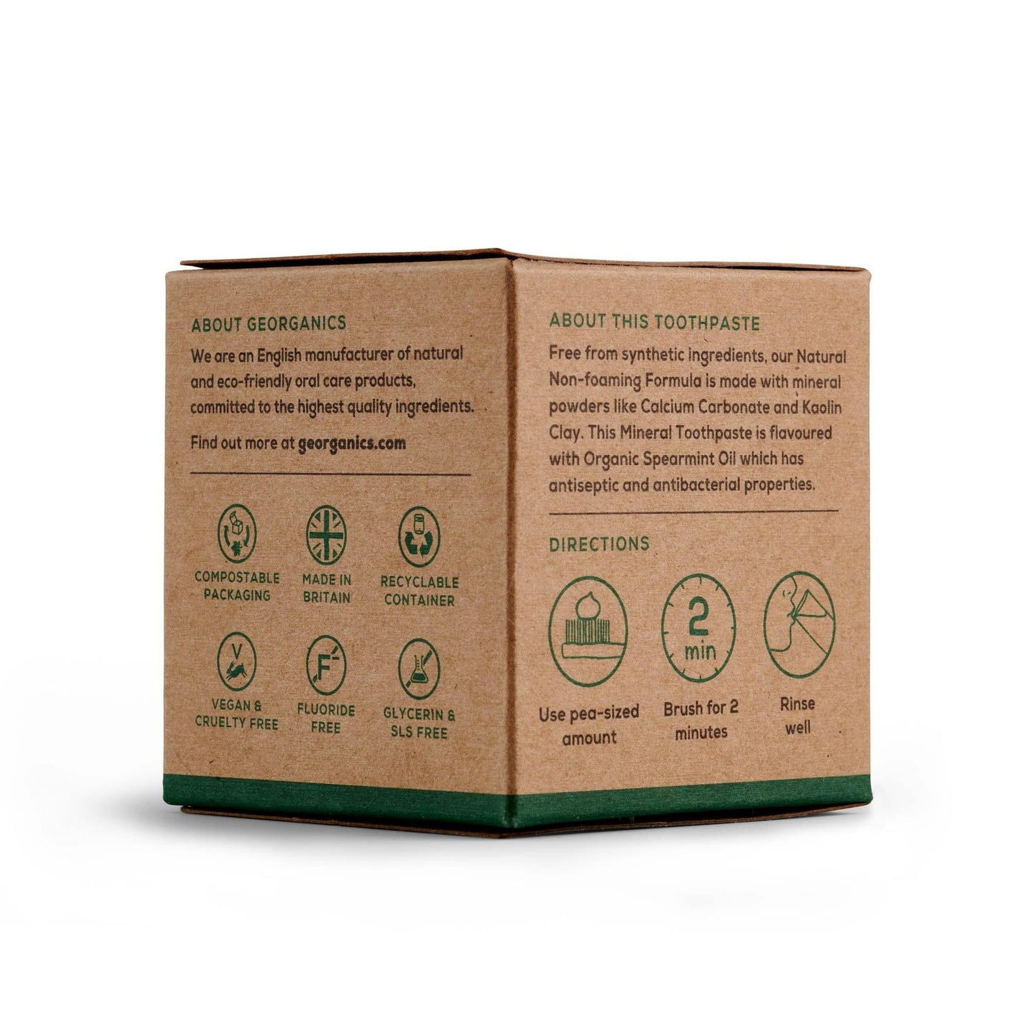 Dentifrice naturel à la menthe verte et à la noix de coco Georganics 60 ml