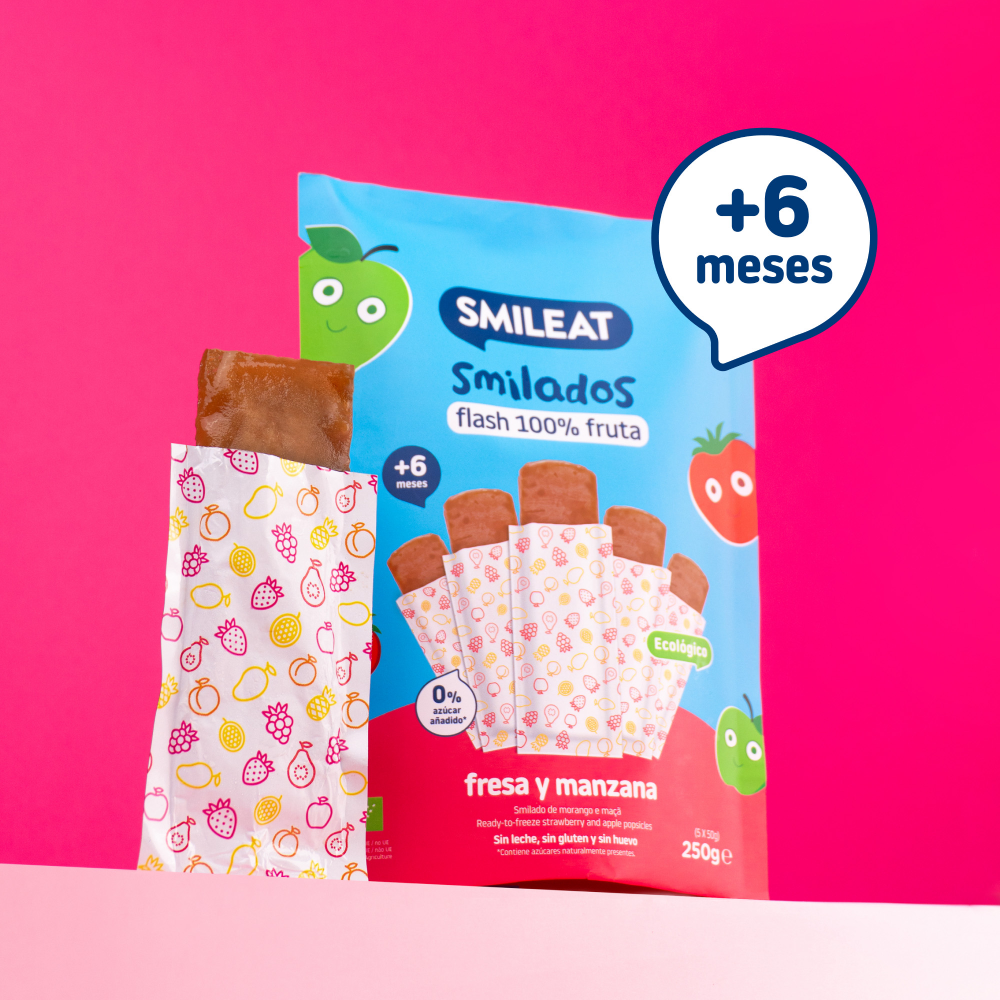 Gelato alla fragola e mela ECO, gelato per bambini 100% frutta SMILEAT 250 g