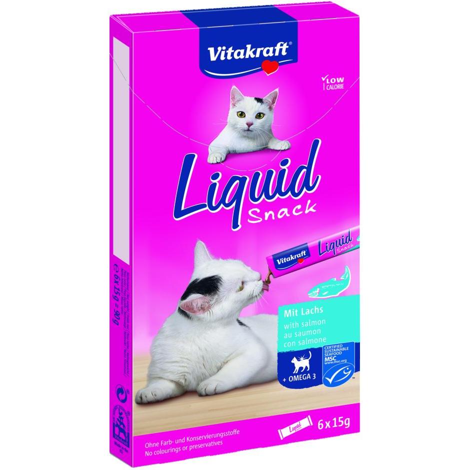 Vitakraft Cat Liquid Snack cremig mit Lachs und Omega 3 6x15 g