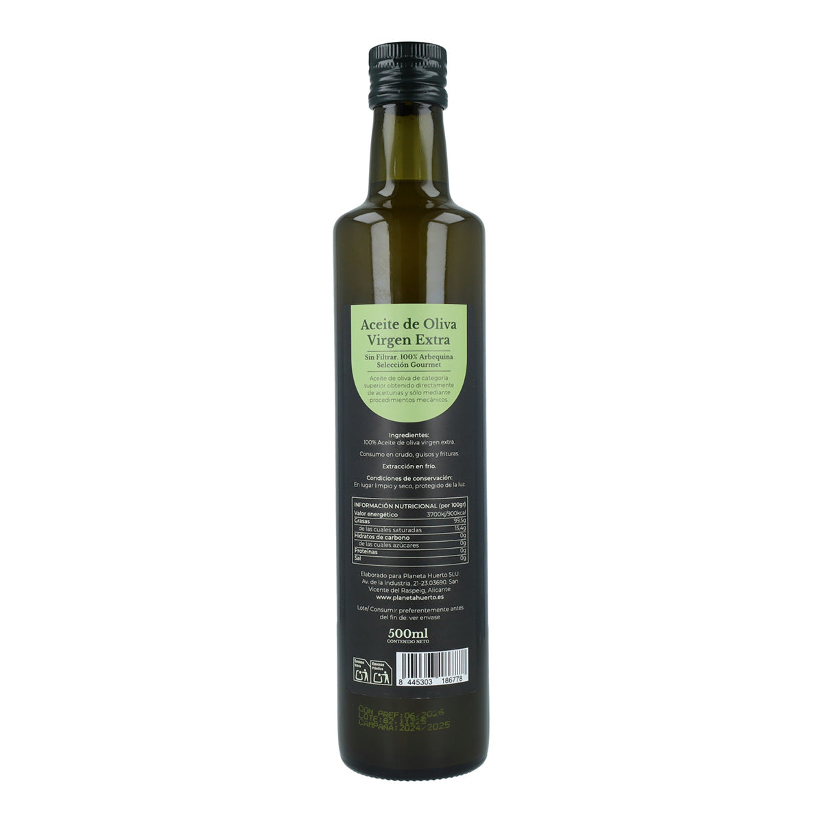 Ofiltrerad grön extra jungfruolja från tidig skörd Planeta Huerto 500 mL
