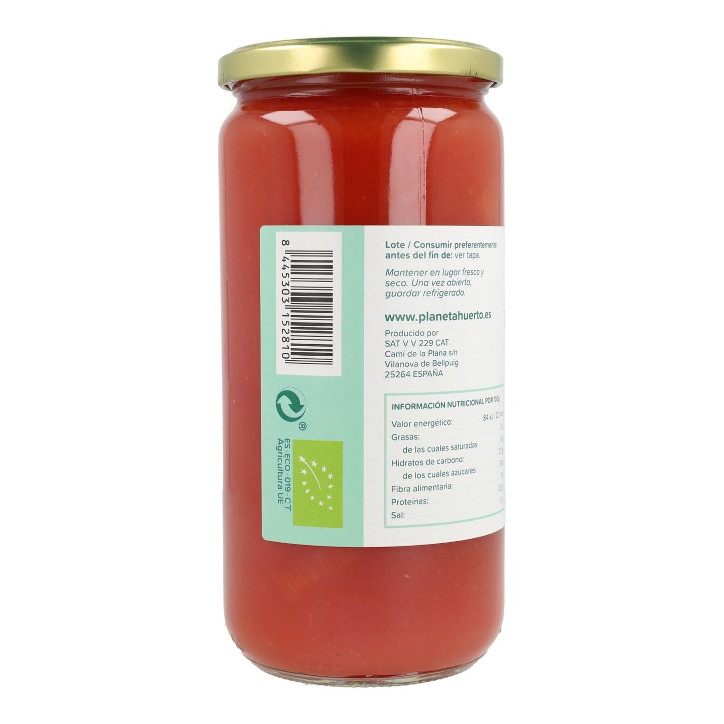Hele gepelde tomaat ECO Planeta Huerto 660 g