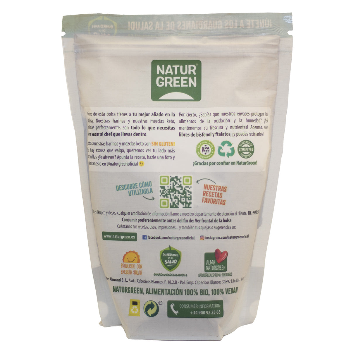 Glutenvrije biologische johannesbroodmeel NaturGreen 500 g