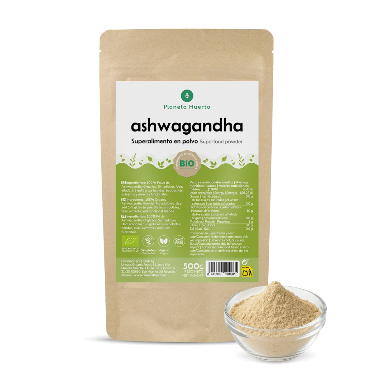Ashwagandha poeder ECO Planeta Huerto 500 g
