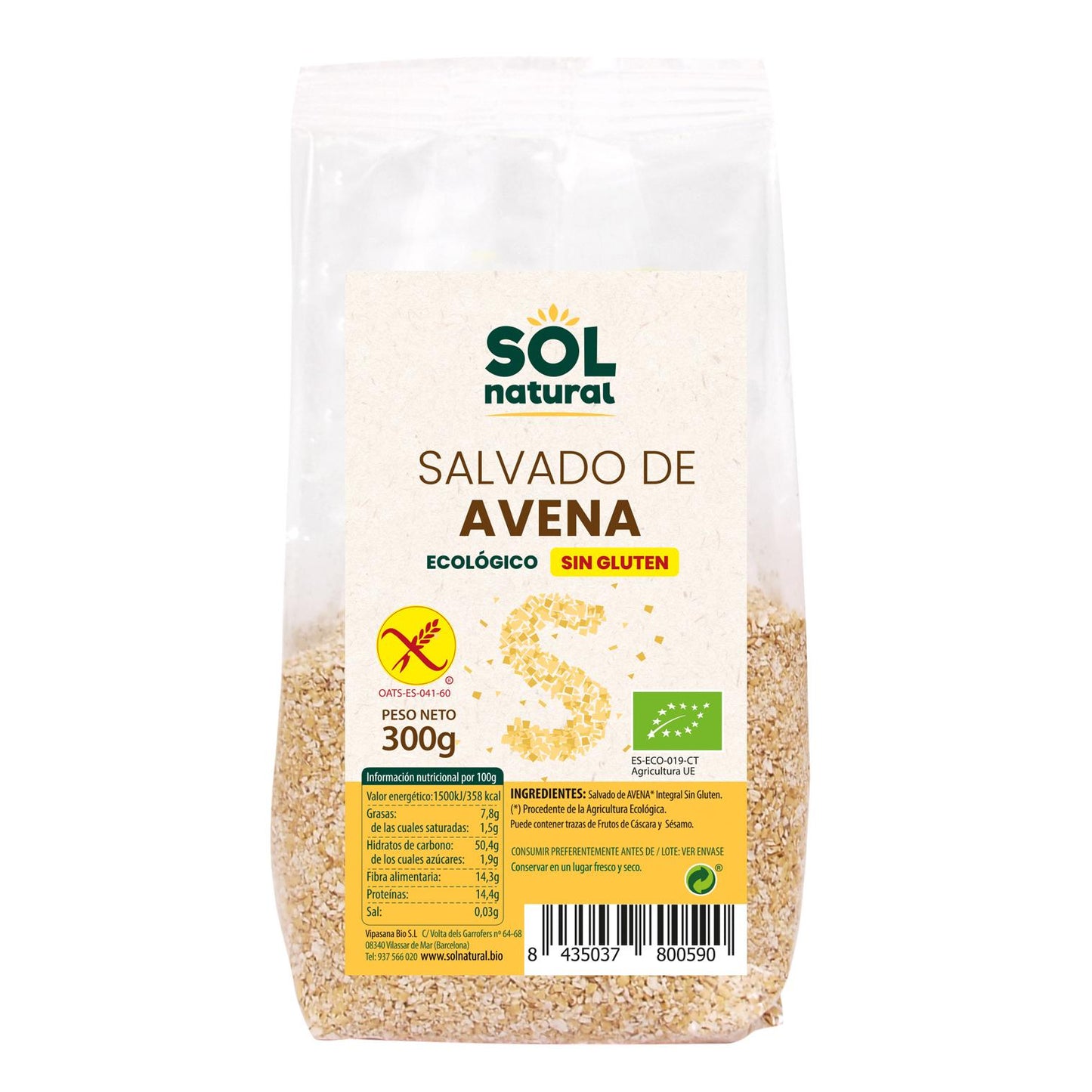 Glutenfri havrekli Sol Natural 300 g