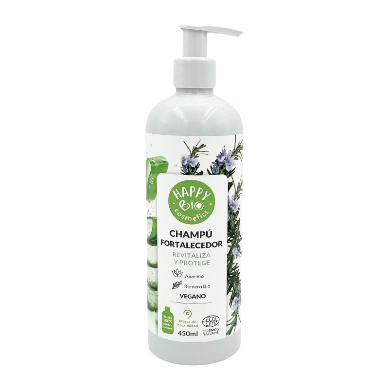Shampooing fortifiant au romarin et à l'aloe vera BIO HappyBio 450 ml