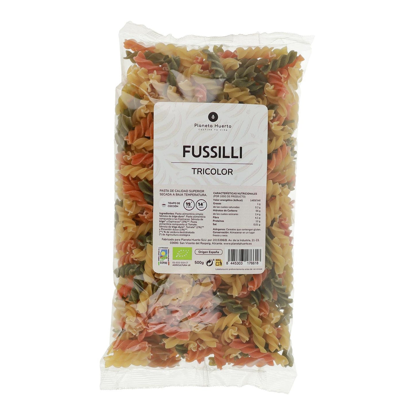 Fusilli tricolour ECO Planeta Huerto 500gr