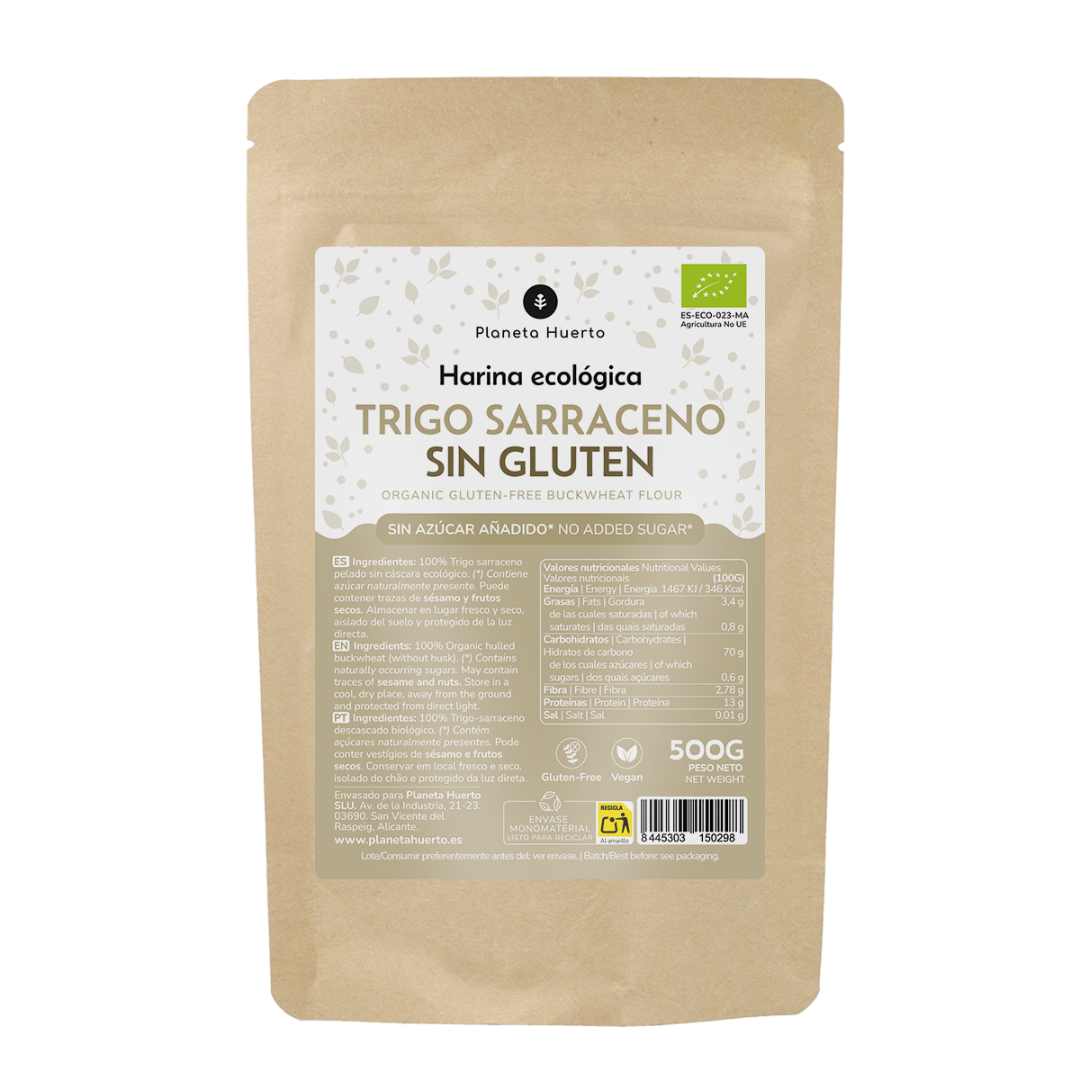 Glutenfritt bovetemjöl ECO Planeta Huerto 500g