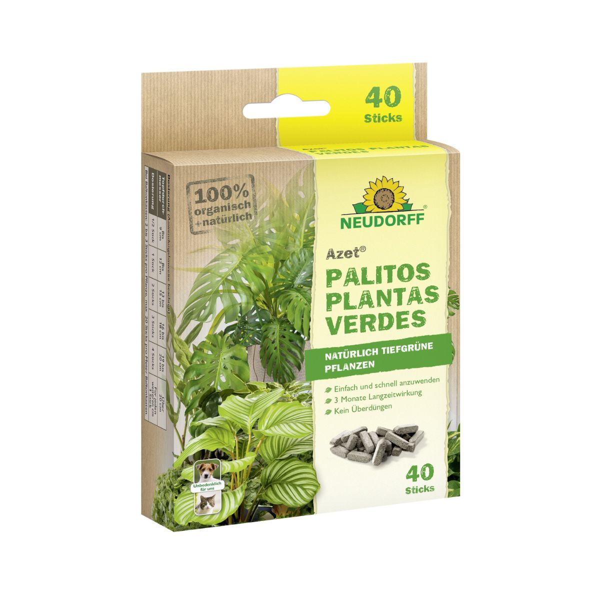Azet Bastoncini fertilizzanti per piante verdi Neudorff 40 pz