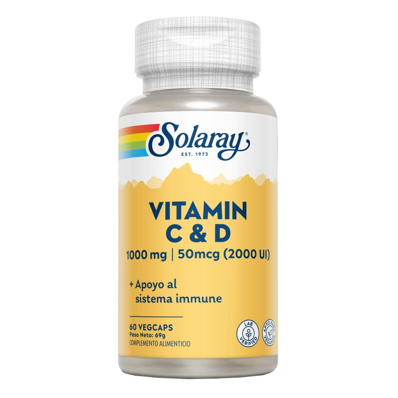 Witamina C (1000 mg) + D (2000 UI) Solaray 60 Vegcaps