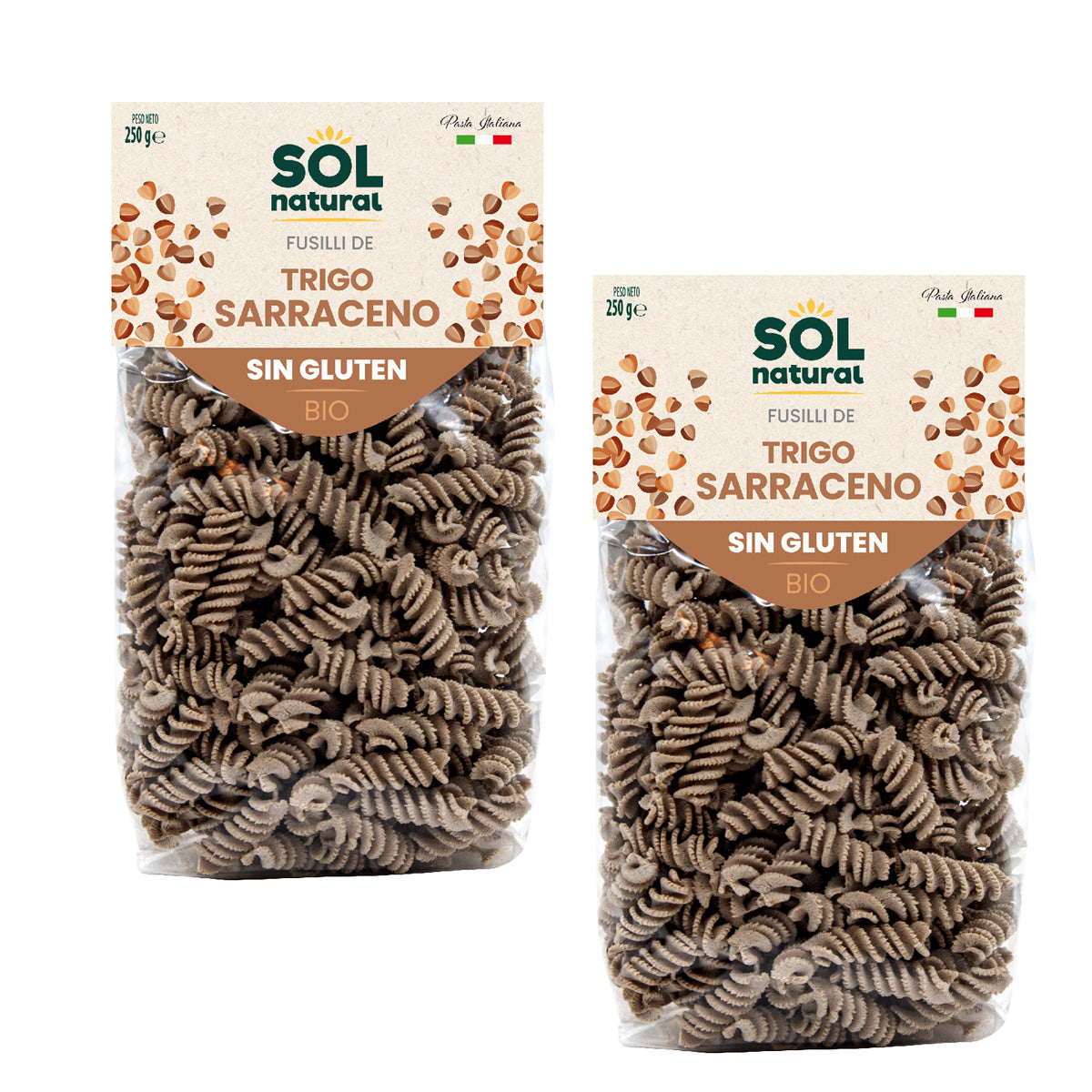 Opakowanie 2x Fusilli z kaszy gryczanej bezglutenowej bio Sol Natural 250 g