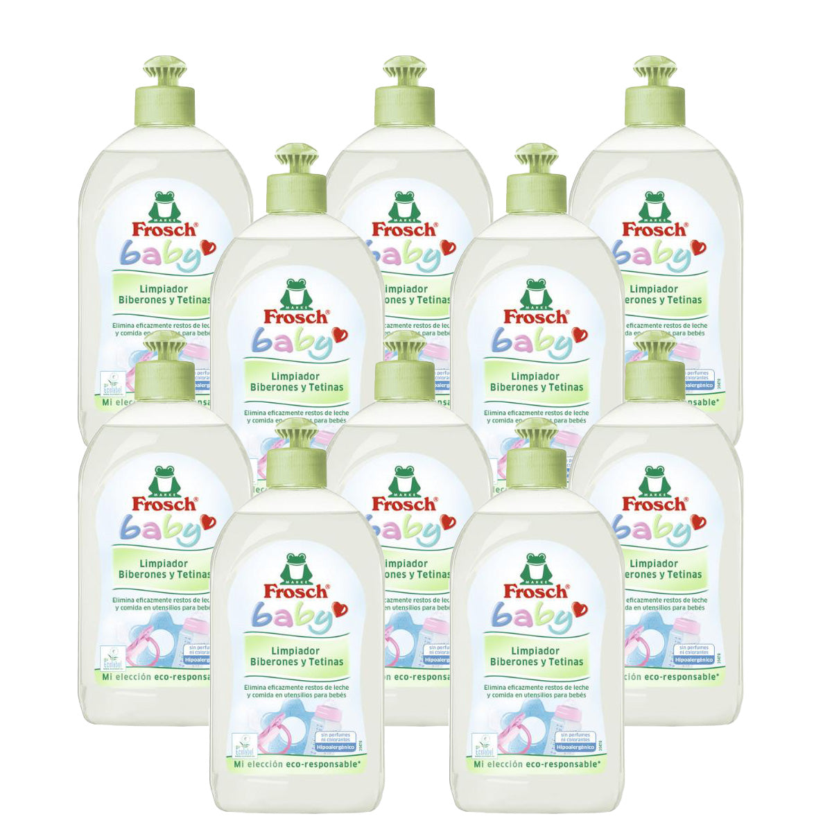 Pakket van 10x Baby fles- en speenreinigers Frosch 500 ml