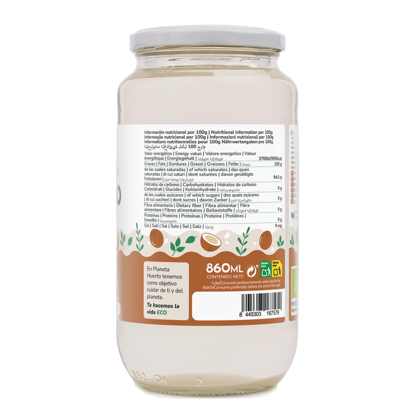 Pak 3x Virgin kokosolie ECO Planeta Huerto 1L