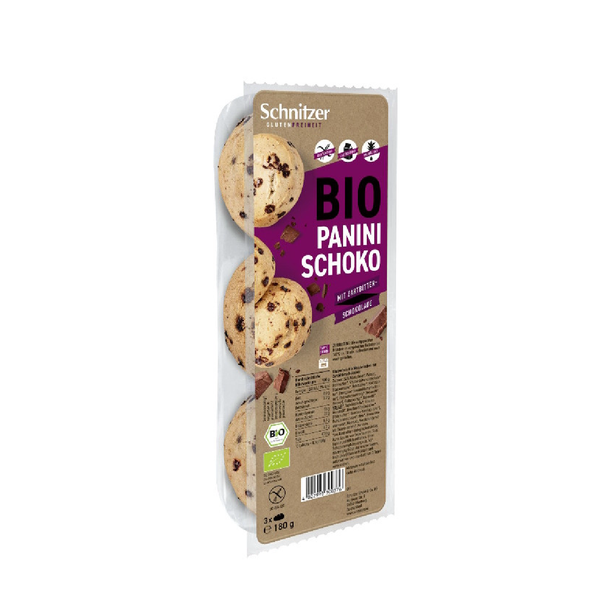 Schnitzer Gluten-Free Panini Rolls with Chocolate Chips 180g