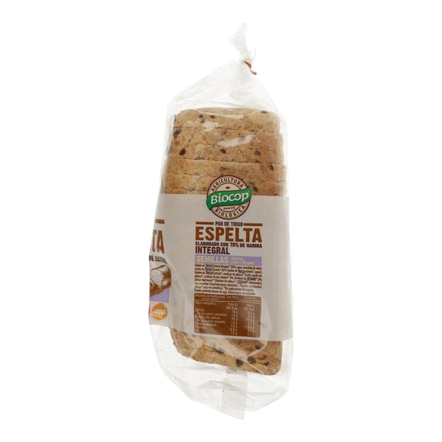Pan de Molde Espelta Integral con Semillas Biocop 400 g
