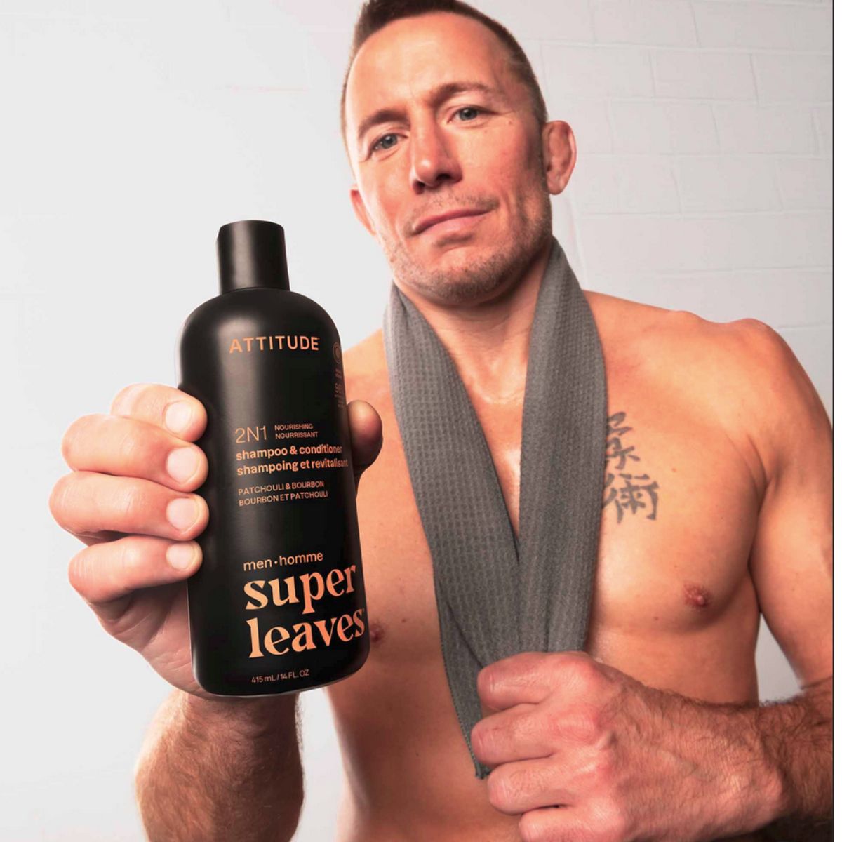 Super leaves 2-in-1 shampoo and conditioner - Patchouli and bourbon, Attitude, 415 ml