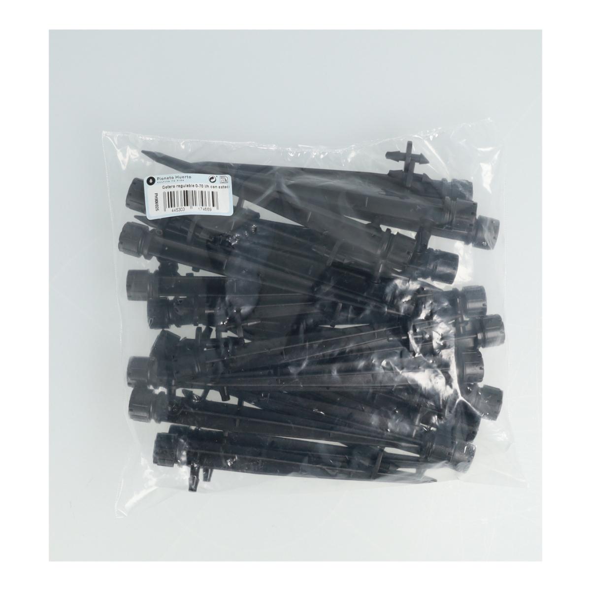 Gocciolatore regolabile 0-70 l/h con picchetto Planeta Huerto 100 unità