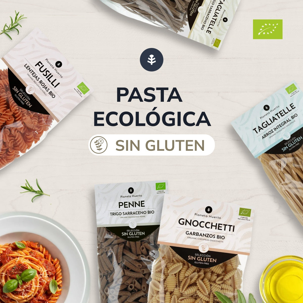 Glutenfria spiraler av ekologiskt fullkornsris Planeta Huerto 500 g