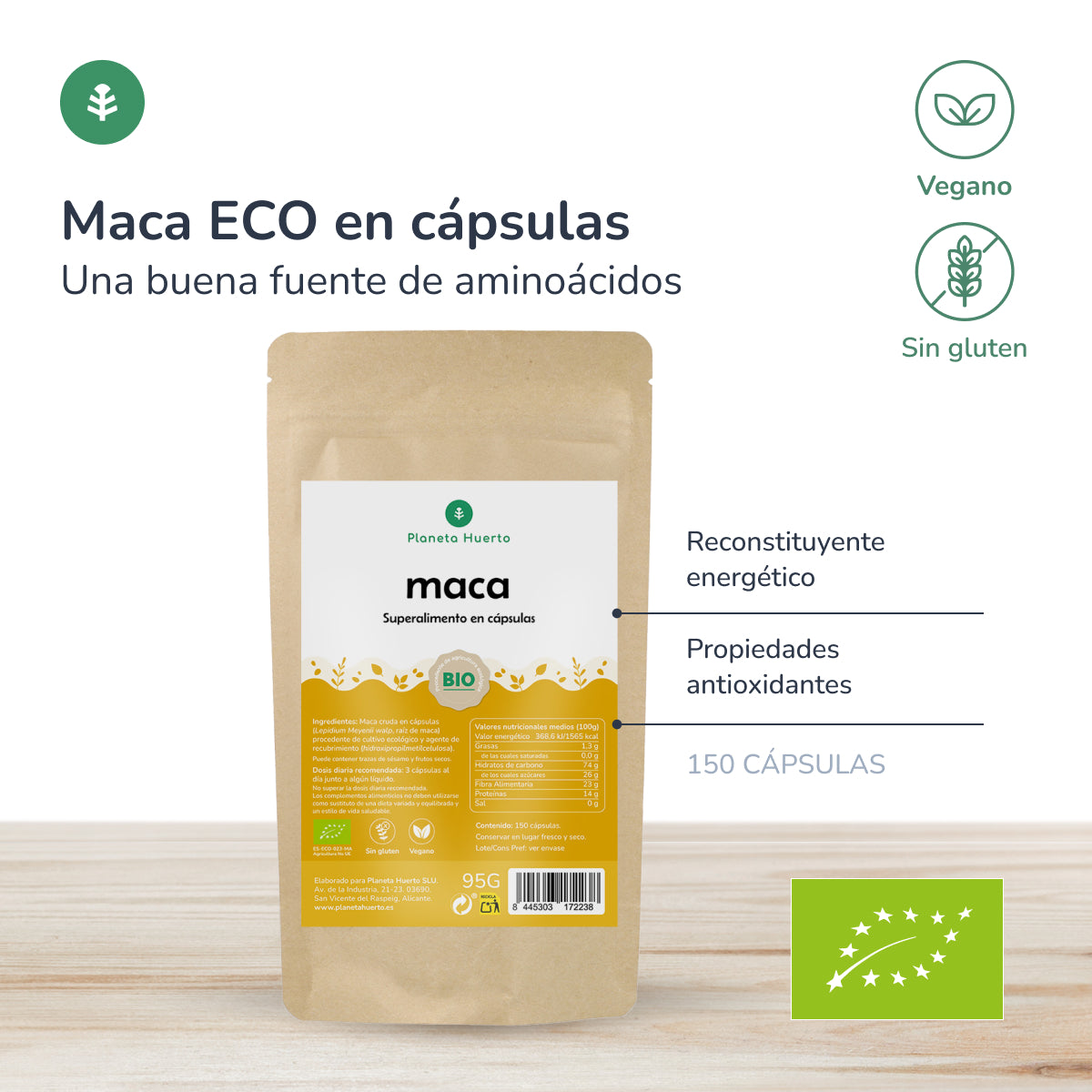 Biologische Maca Planeta Huerto 150 capsules