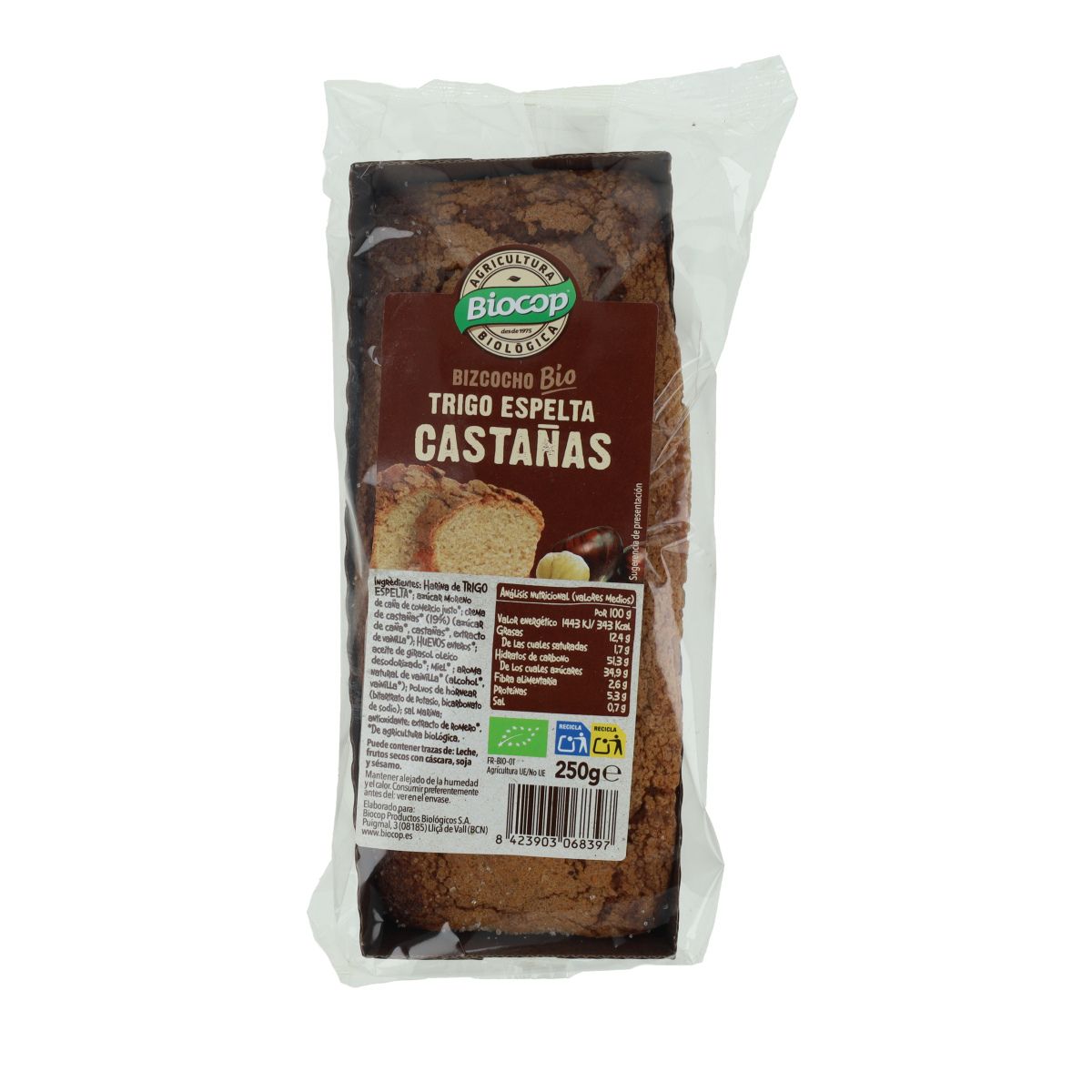 Biologische kastanje- en speltcake Biocop 250 g