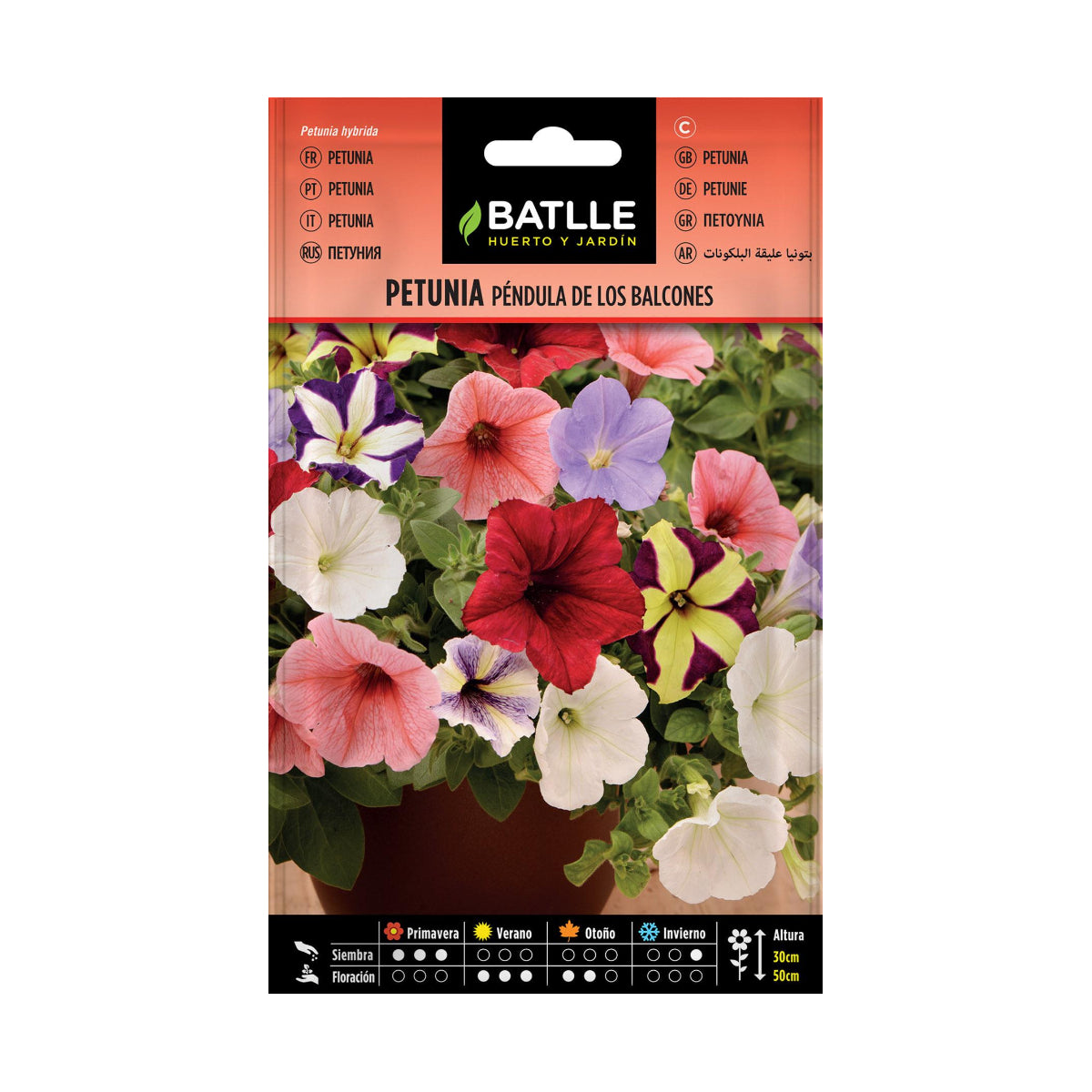 Zaden van hangende petunia's voor balkons, diverse soorten Batlle