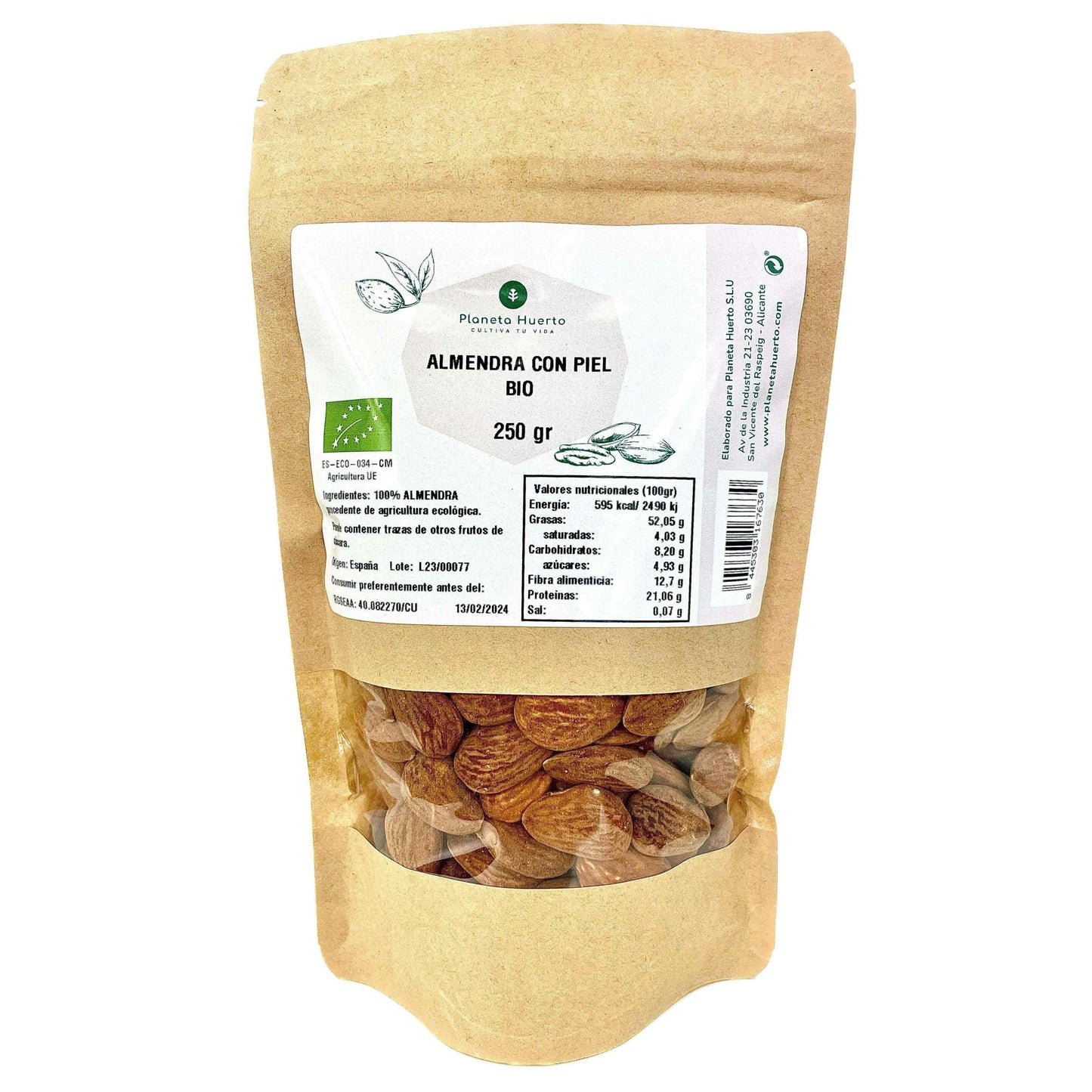 Natural almonds with skin ECO Planeta Huerto 250 g