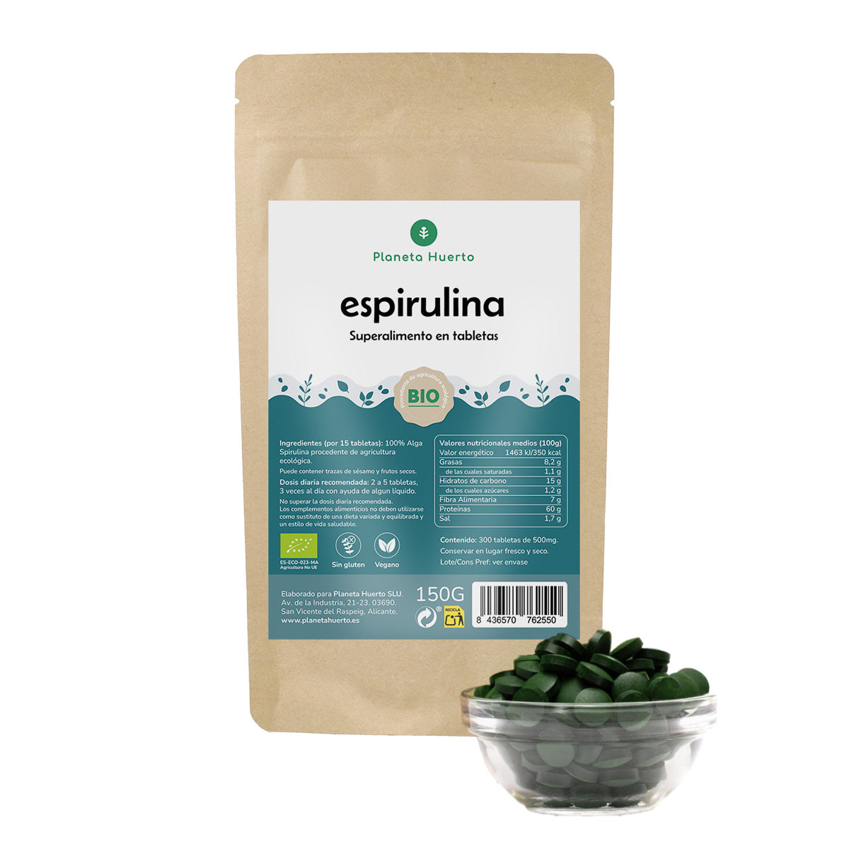 Spirulina biologica 500mg Planet Orchard 300 compresse