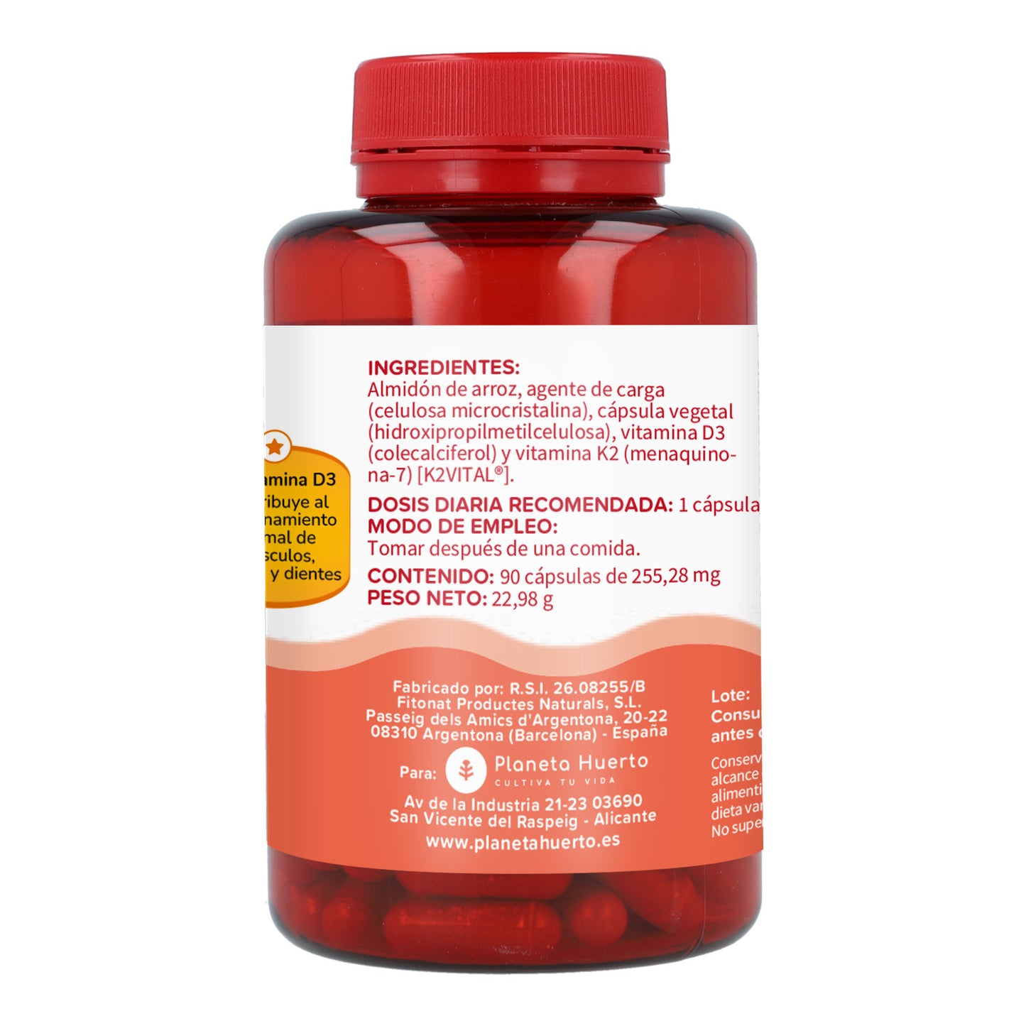 Vitamine D3 & K2 (Mk7) Planeta Huerto 90 Caps