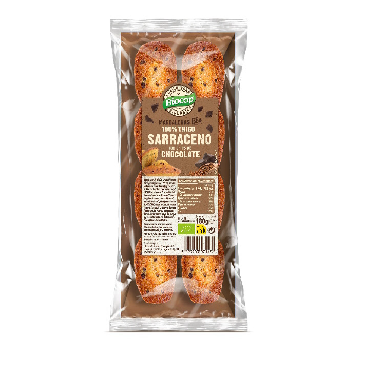 Magdalenas de Trigo Sarraceno con Chips de Chocolate Biocop 180g