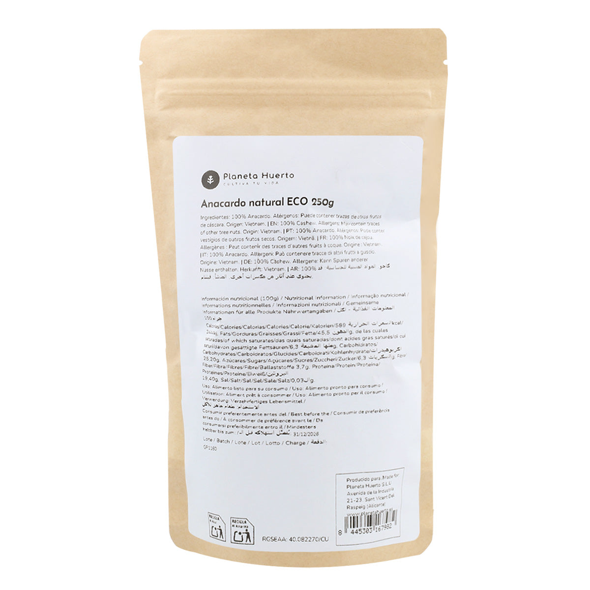 Cashewnötter naturella ECO Planeta Huerto 250 g