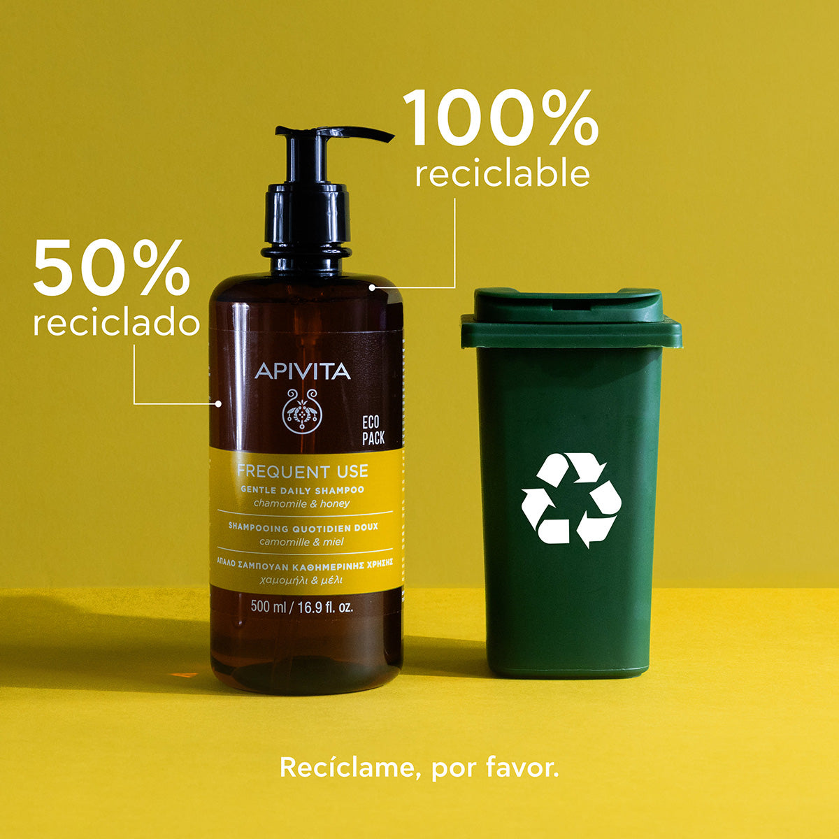 Łagodny szampon do codziennego stosowania - ECOPACK APIVITA, 500 ml