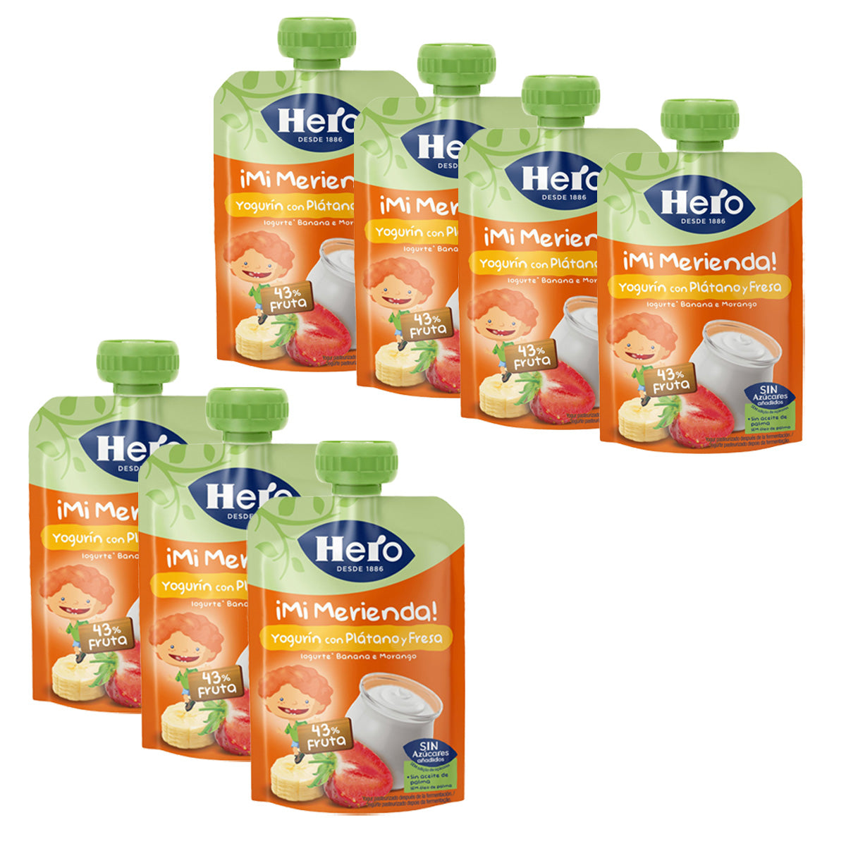 7er-Pack Yogurin Banane Erdbeere Hero 100 g