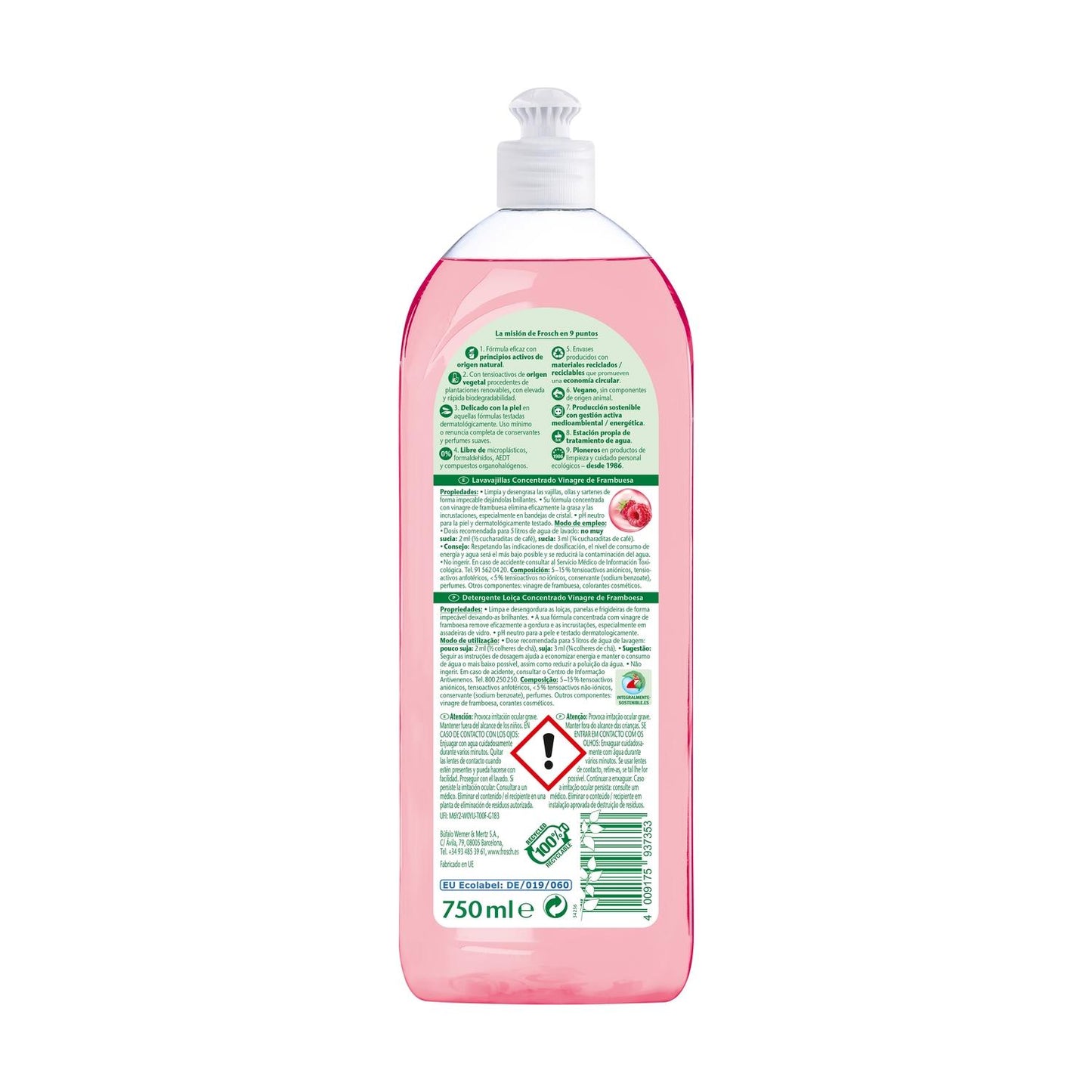 Liquide vaisselle framboise Frosch 750 ml