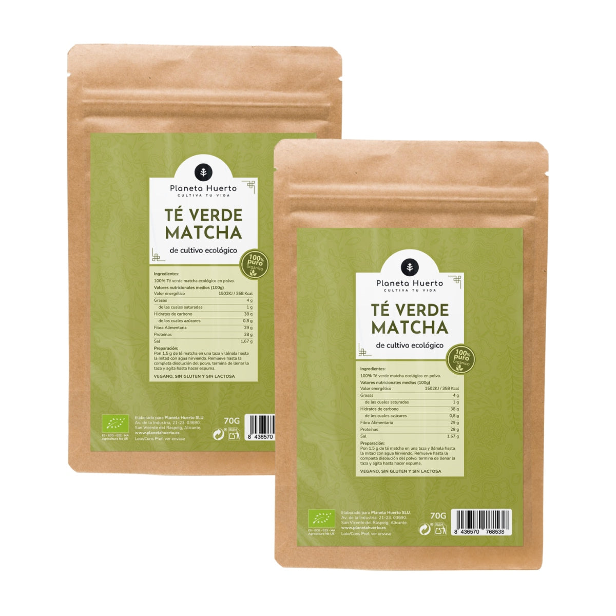 Opakowanie 2x Herbata Matcha w proszku ECO Planet Garden 70 g