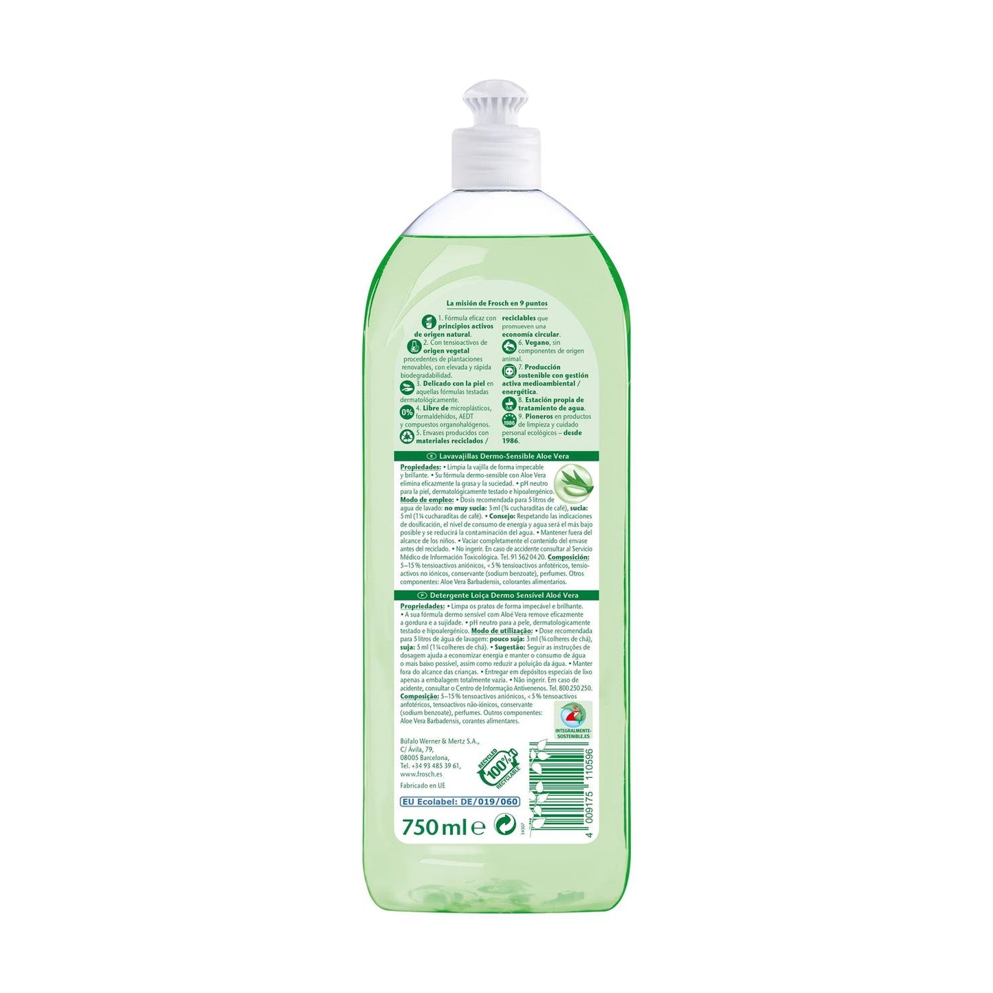 Lavavajillas Aloe Vera Eco Frosch 750 ml