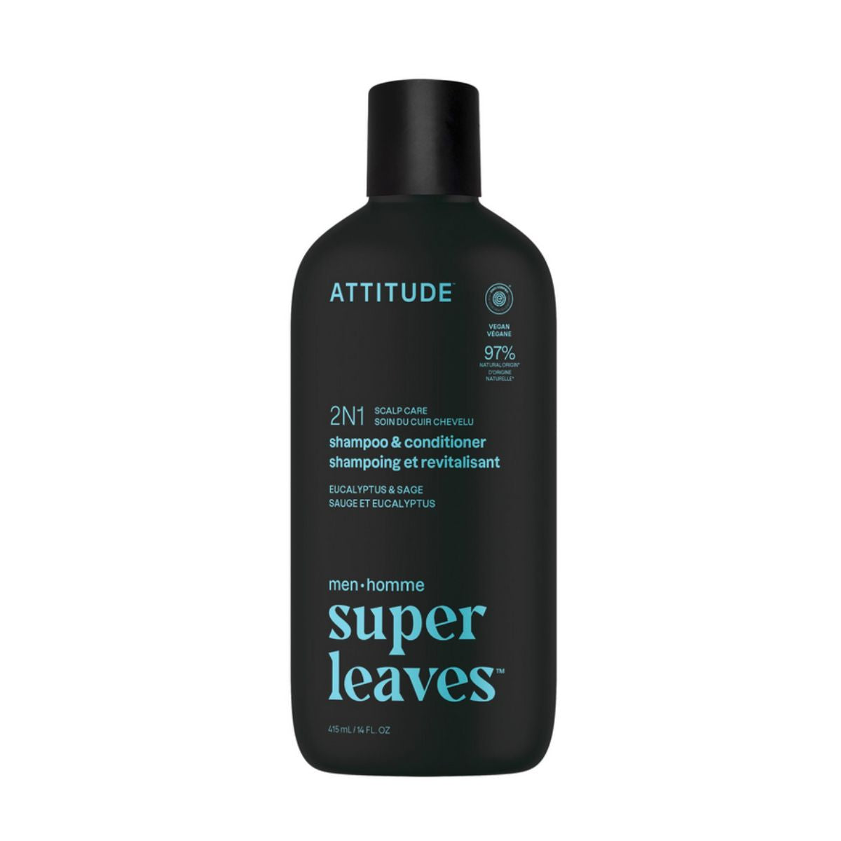 Super Leaves 2-in-1-Shampoo und Conditioner – Eukalyptus und Salbei, Attitude, 415 ml