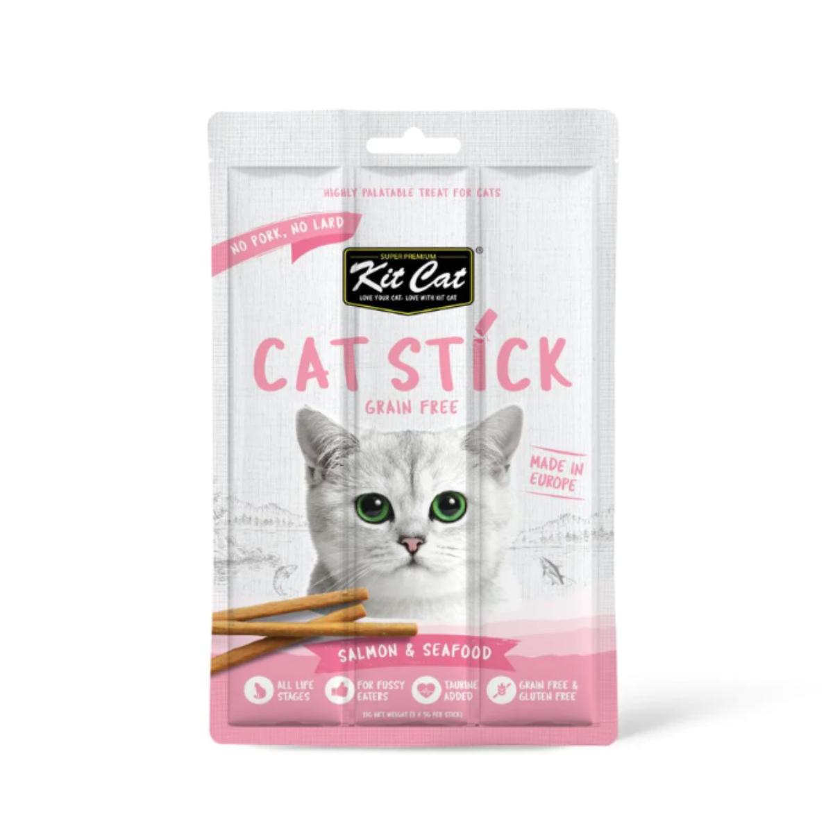 Kit Cat Cat Stick - Łosoś i owoce morza 15 g Półwilgotna przekąska dla kotów