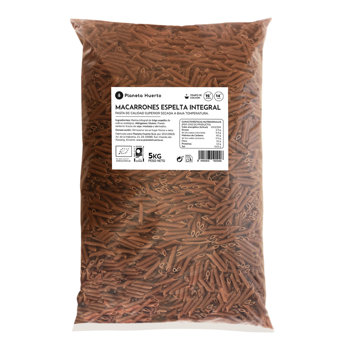 Vollkorn-Dinkel-Makkaroni ECO Planeta Huerto 5 kg