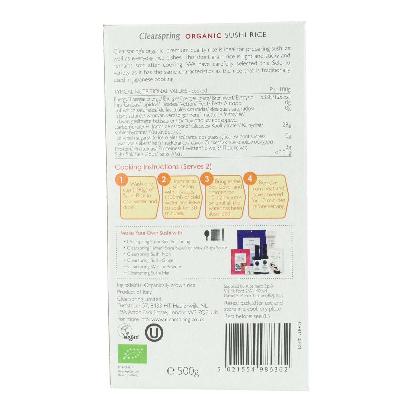 Clearspring Sushi-Reis 500 g