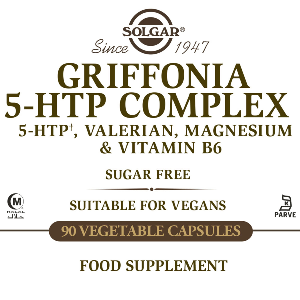 Griffonia 5-HTP-komplex, Solgar, 90 vegetabiliska kapslar