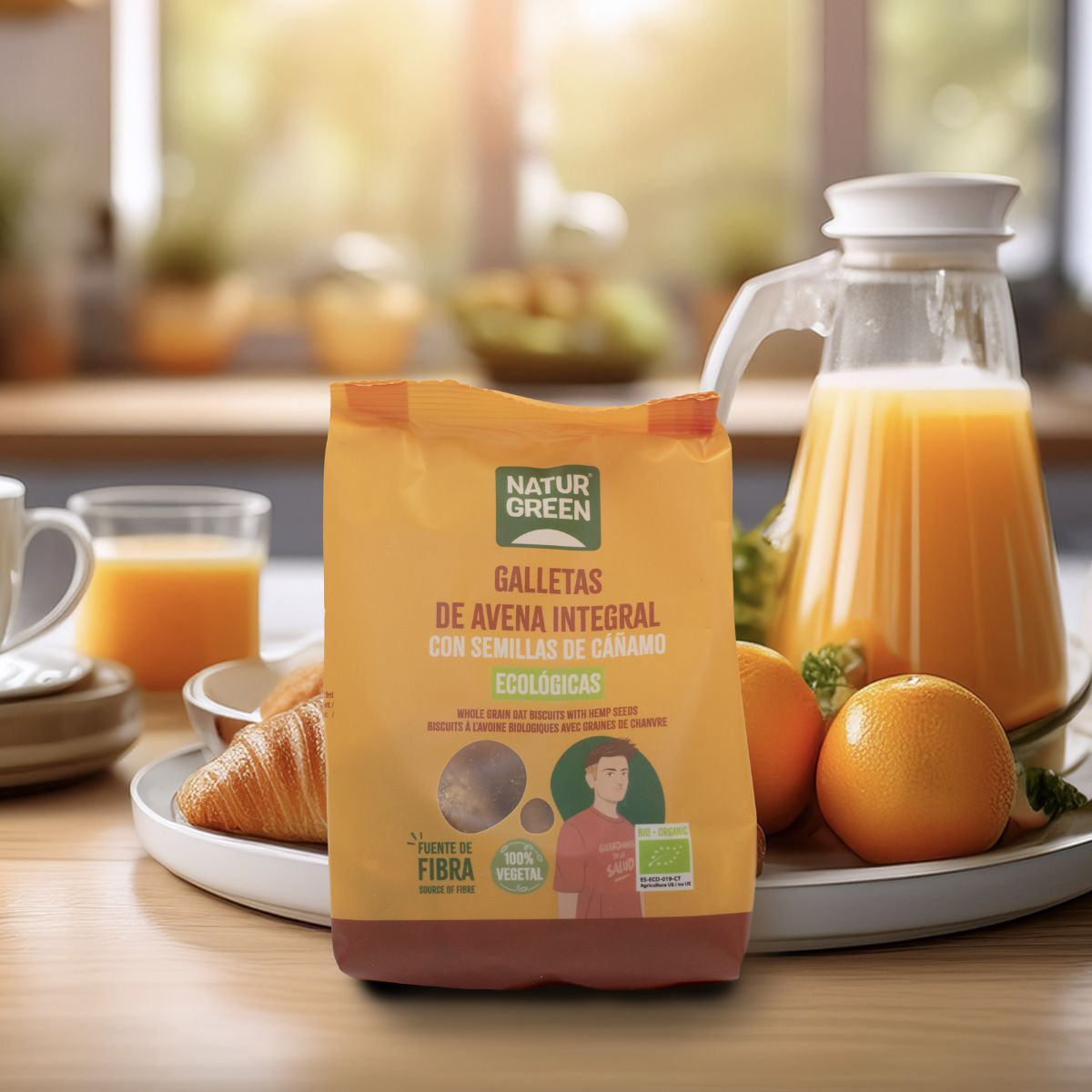 Biologische volkoren havermoutkoekjes met hennep NaturGreen 140 g