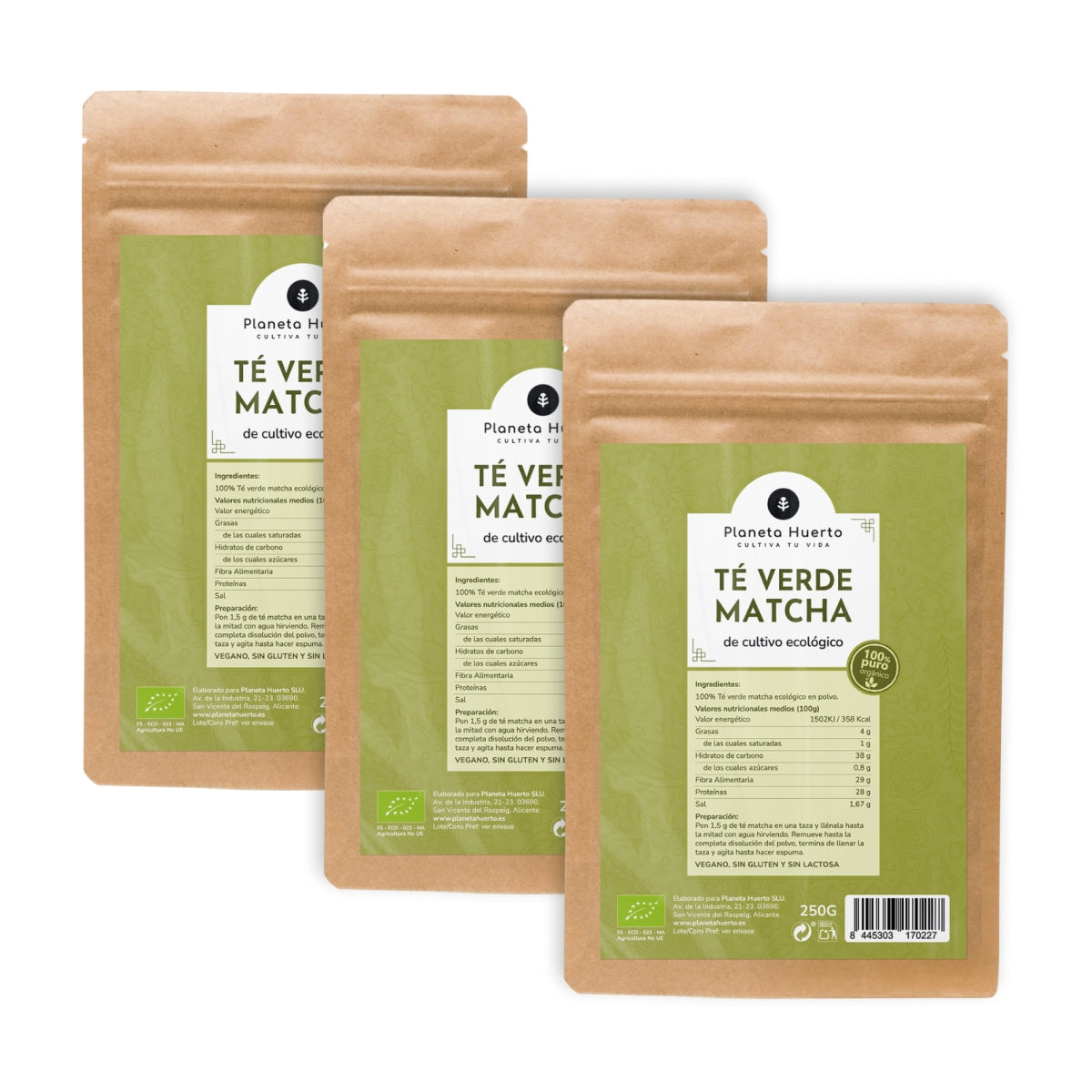 3xPack Matcha tepulver ECO Planeta Huerto 70 g