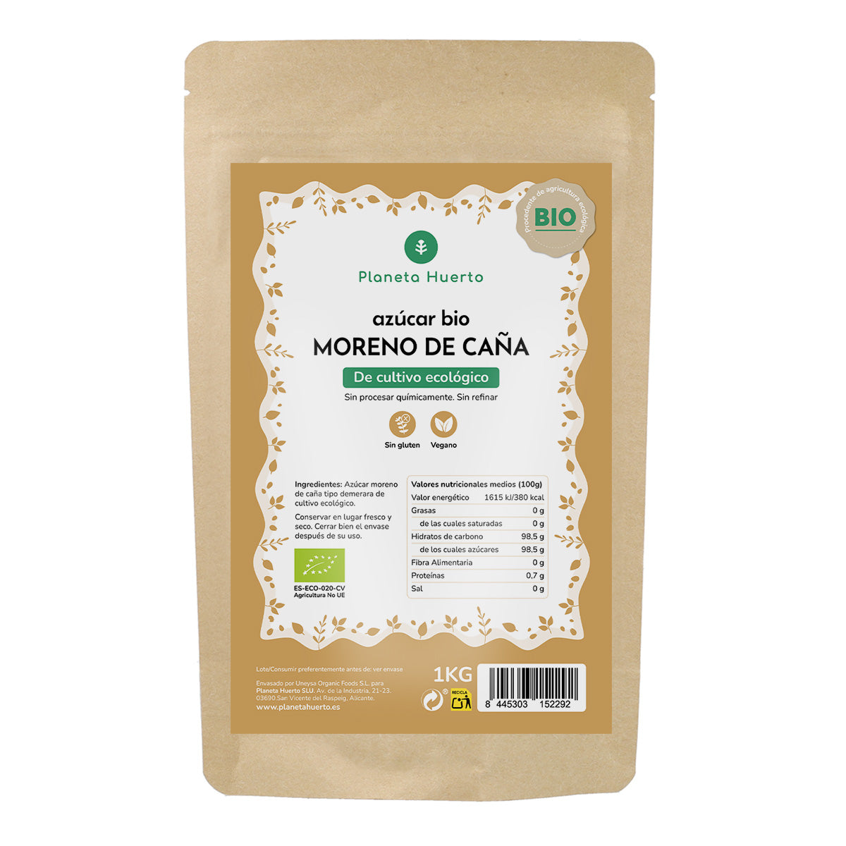 Bruine rietsuiker ECO Planeta Huerto 1kg