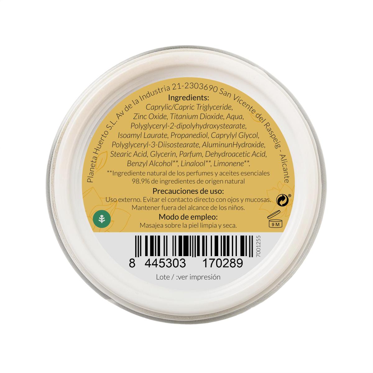 Crème solaire 100% minérale pour le visage SPF 50 Planeta Huerto 50 ml