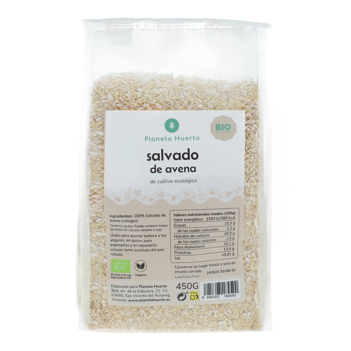 Oat Bran ECO Planeta Huerto 450 g